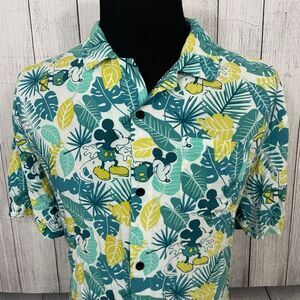 Disney Men's Casual Button Down Shirt - Teal, Yellow, White